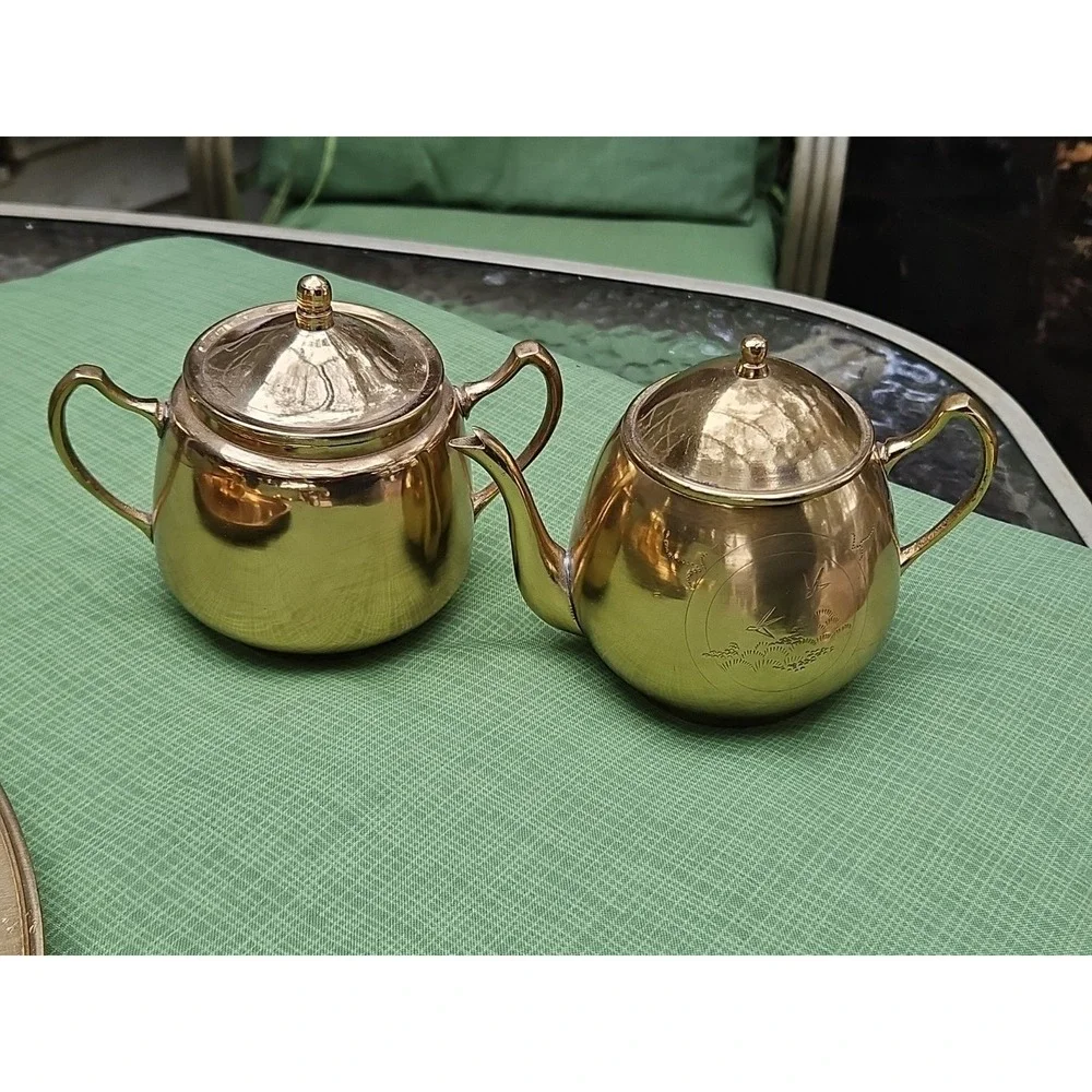 VTG Brass Tea Set 13
